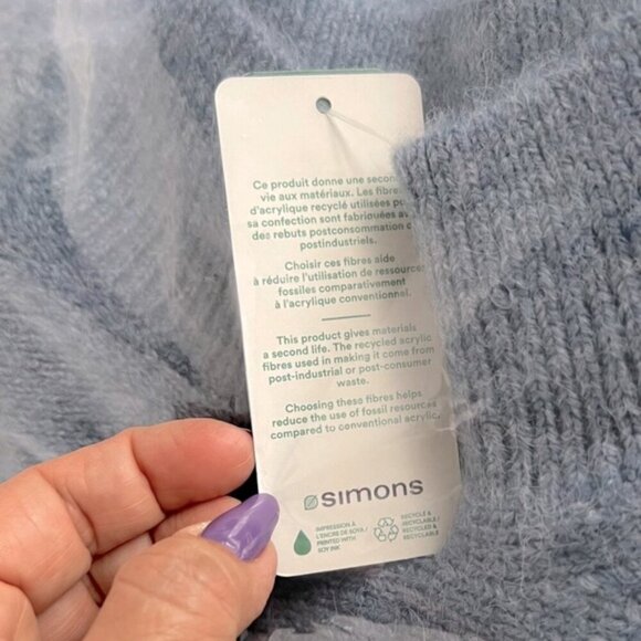 Simons - Ladies Mock-Neck Poncho Sweater - Light Blue. Size: OS. NWT. (1797) - Picture 7 of 8